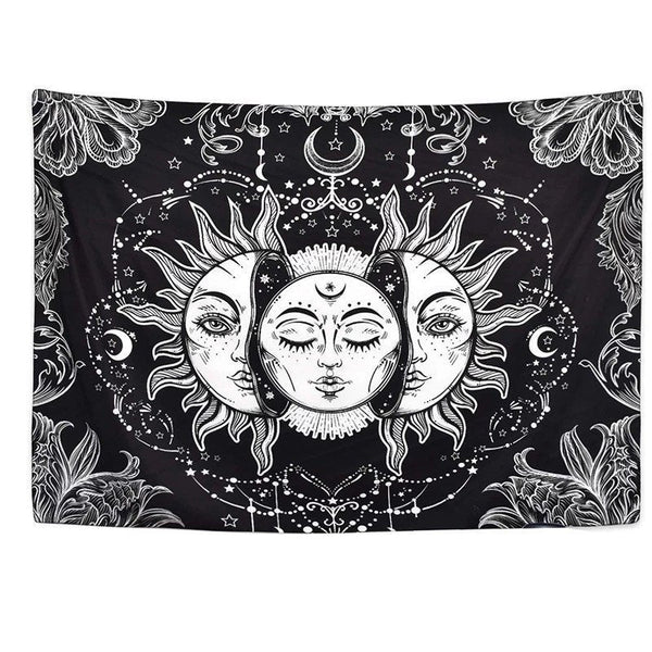 Sun and Moon Wall Tapestry White