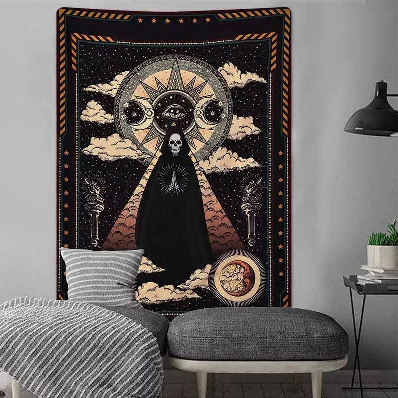 Sun and Moon Skeleton Wall Tapestry