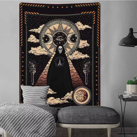 Sun and Moon Skeleton Wall Tapestry