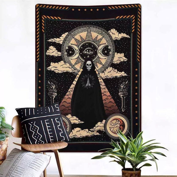 Sun and Moon Skeleton Wall Tapestry