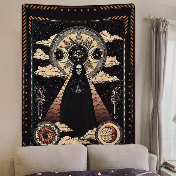 Sun and Moon Skeleton Wall Tapestry