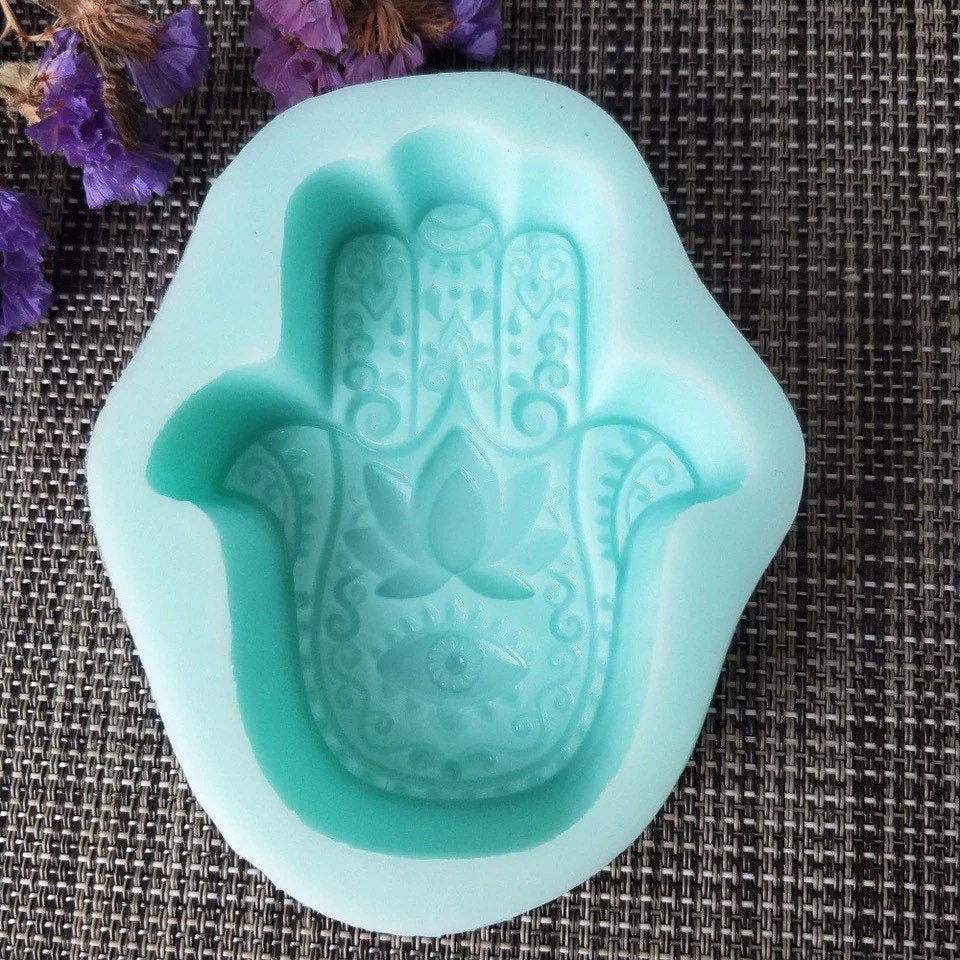 Hamsa Hand Lotus Flower Design DIY silicone Mold for making candles and soap
