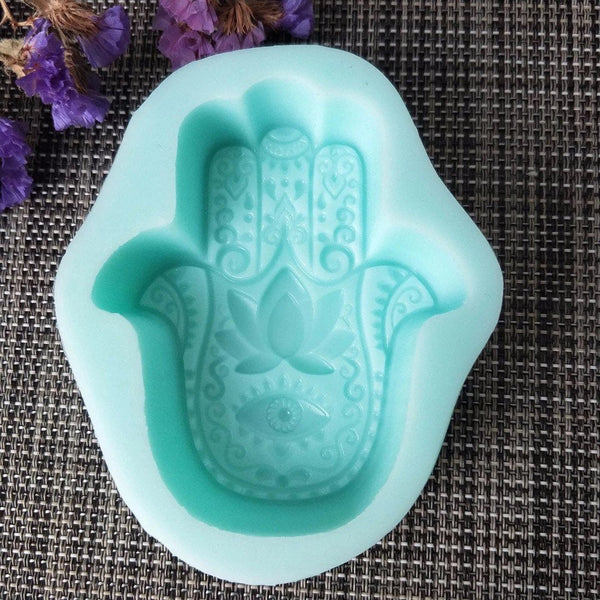 Hamsa Hand Lotus Flower Design DIY silicone Mold for making candles and soap