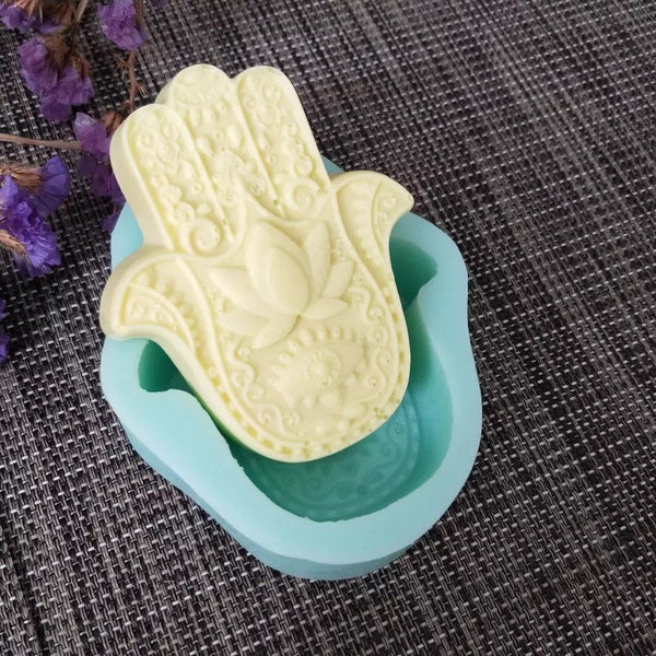 Hamsa Hand Lotus Flower Design DIY silicone Mold for making candles and soap