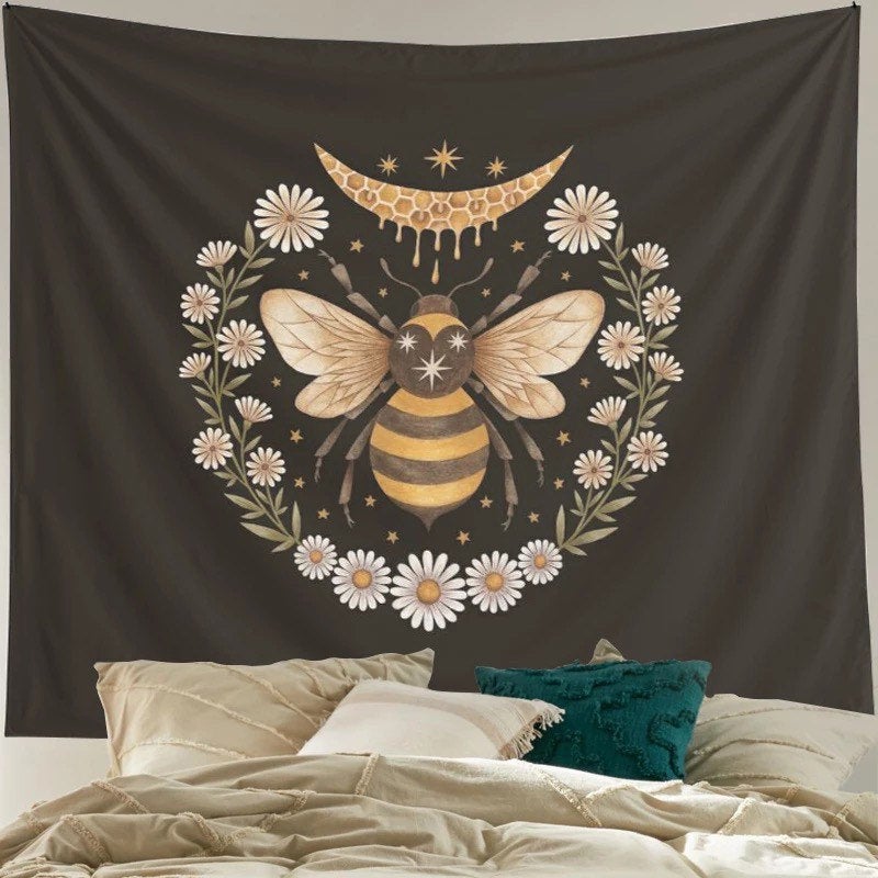 Moon Bee Wall Tapestry