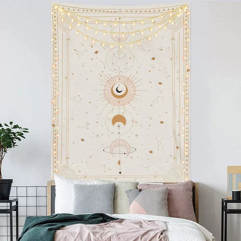 Moon Phase Wall Tapestry White